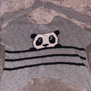 Long sleeve light wear CROP TOP panda shirt